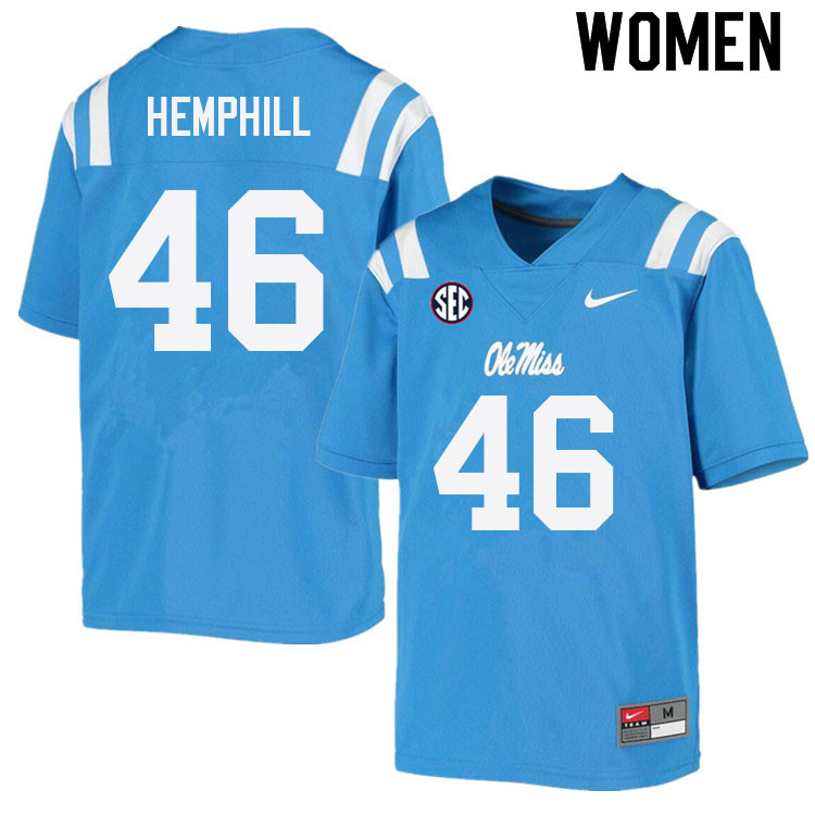 Women #46 Salathiel Hemphill Ole Miss Rebels College Football Jerseys Sale-Power Blue